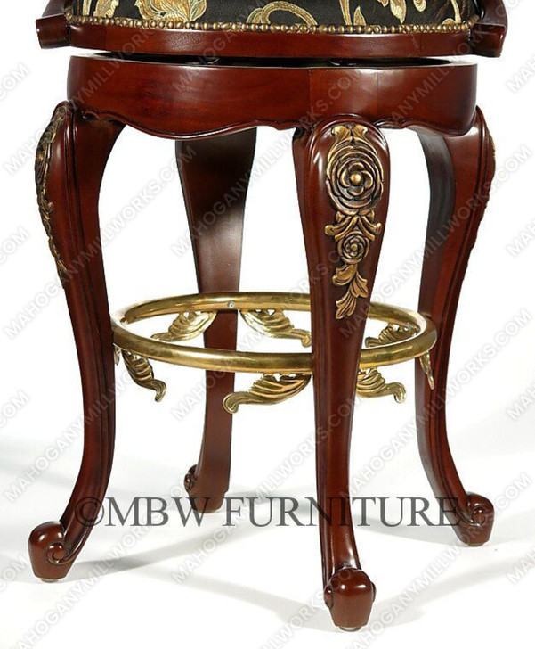 5 Piece Italian inlay Marquetry Marble Top Pub Bar Set w/ 4 Barstools