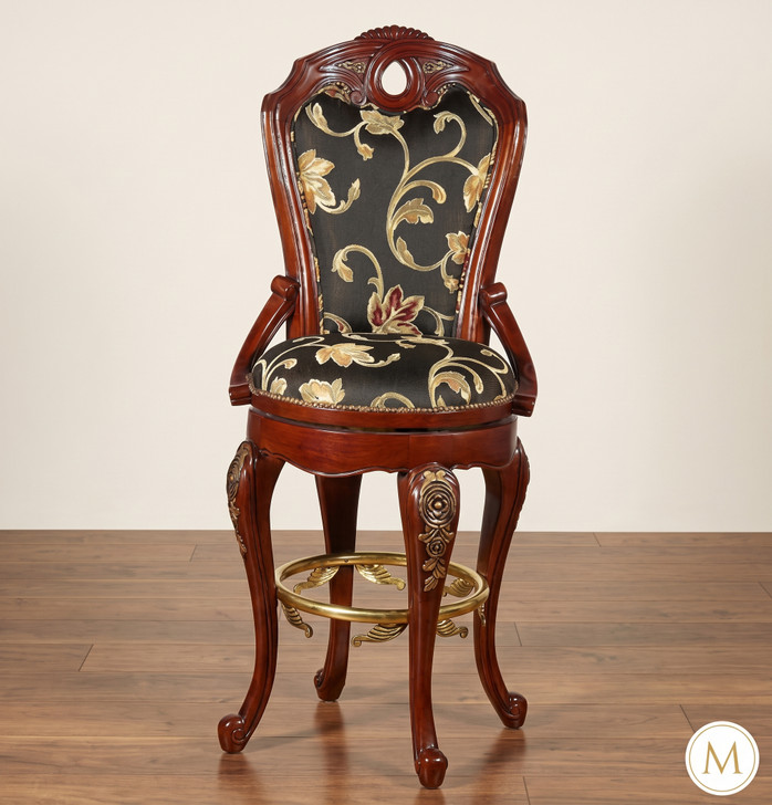 5 Piece Italian inlay Marquetry Marble Top Pub Bar Set w/ 4 Barstools