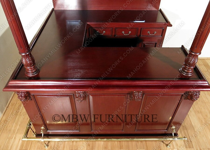 5.5ft Dark Cherry Stained Glass Canopy Home Bar