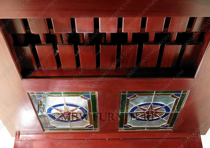 5.5ft Dark Cherry Stained Glass Canopy Home Bar