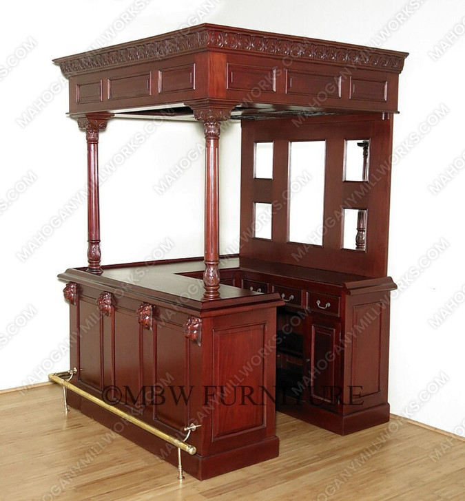 Dark Cherry Stained Glass Canopy Pub Bar