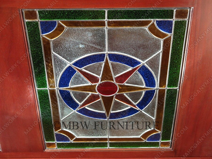 5.5ft Dark Cherry Stained Glass Canopy Home Bar