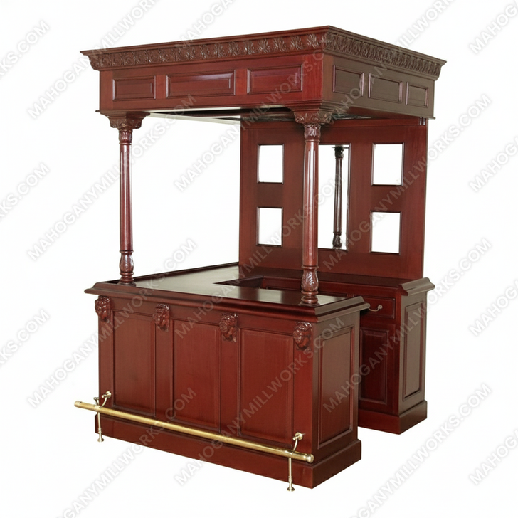 Dark Cherry Stained Glass Canopy Pub Bar