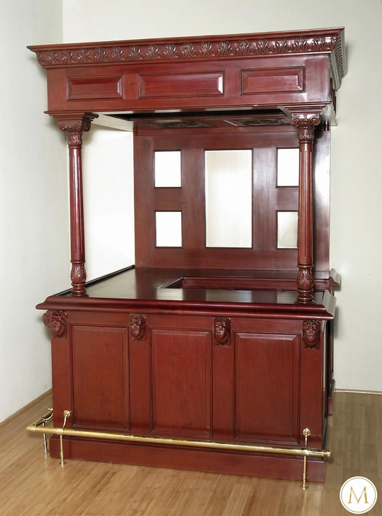 5.5ft Dark Cherry Stained Glass Canopy Home Bar