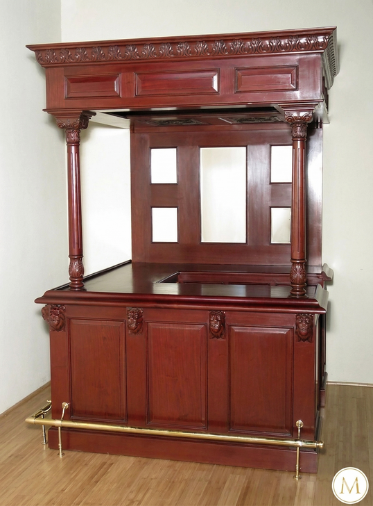 5.5ft Dark Cherry Stained Glass Canopy Home Bar