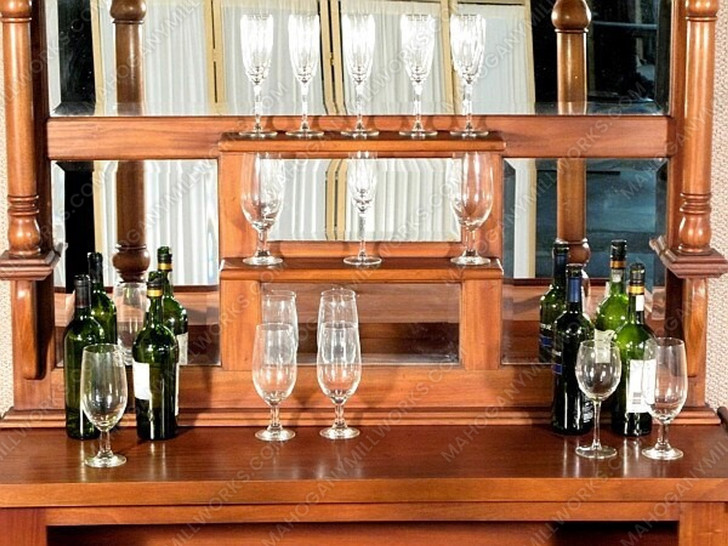 Small Distressed Canopy Home Pub Bar w/ Brass Foot Rails