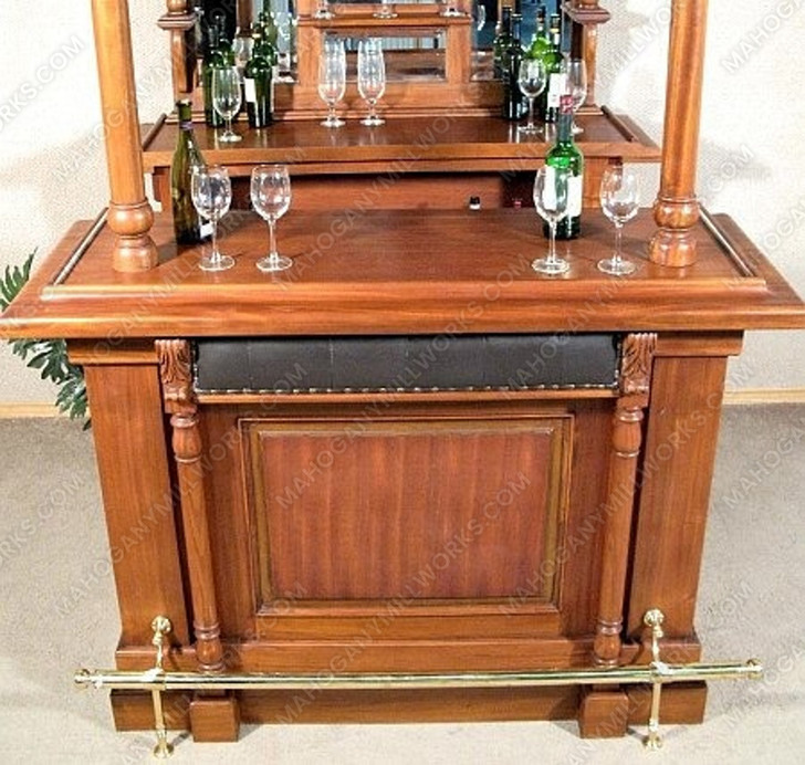 Small Distressed Canopy Home Pub Bar w/ Brass Foot Rails