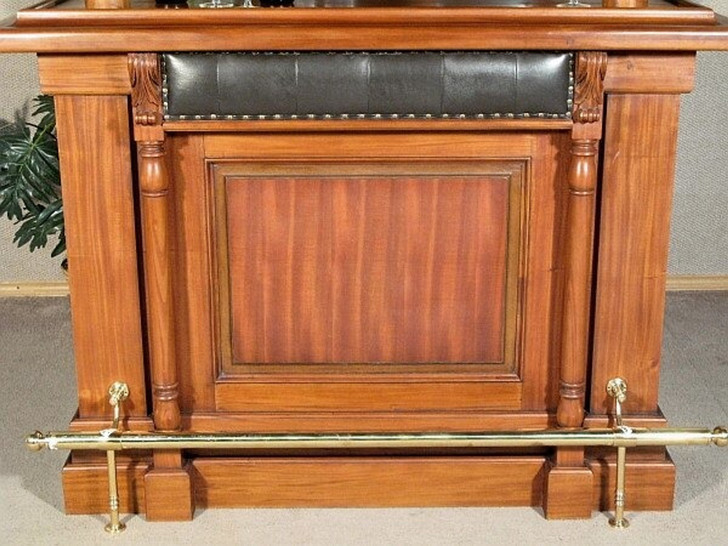 Small Distressed Canopy Home Pub Bar w/ Brass Foot Rails