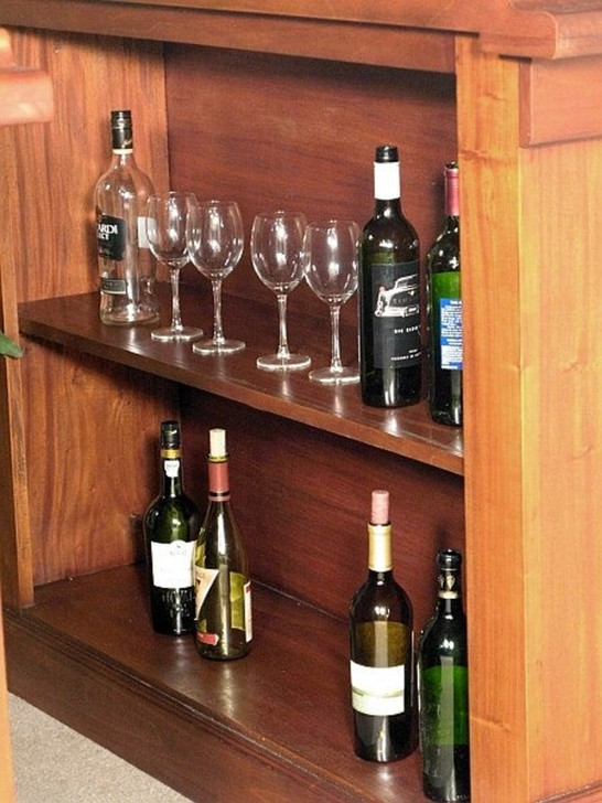 Small Distressed Canopy Home Pub Bar w/ Brass Foot Rails