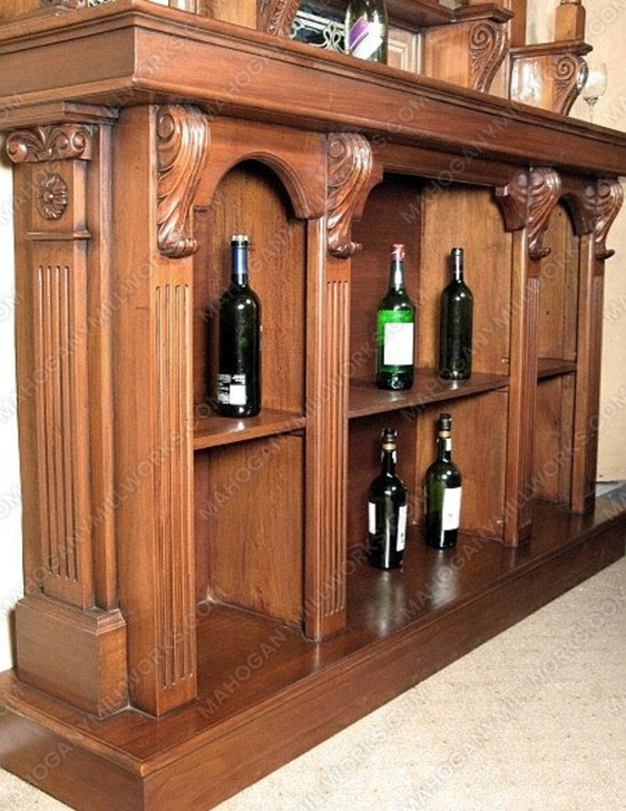 The Legacy 6.5ft Mahogany Canopy Home Pub Bar W/ Brass Rails