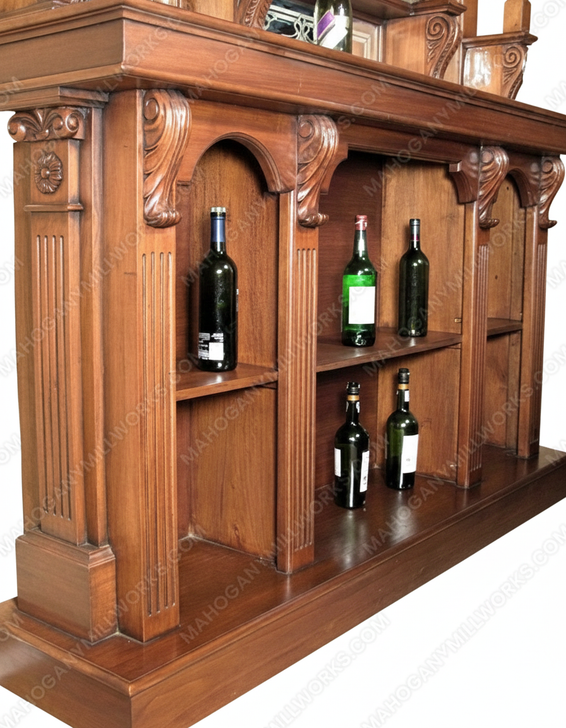 The Legacy 6.5ft Mahogany Canopy Home Pub Bar W/ Brass Rails