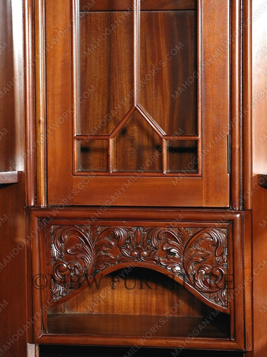 The Mahogany Manor 6.5ft Canopy Corner Bar w/ Lead Stained Glass