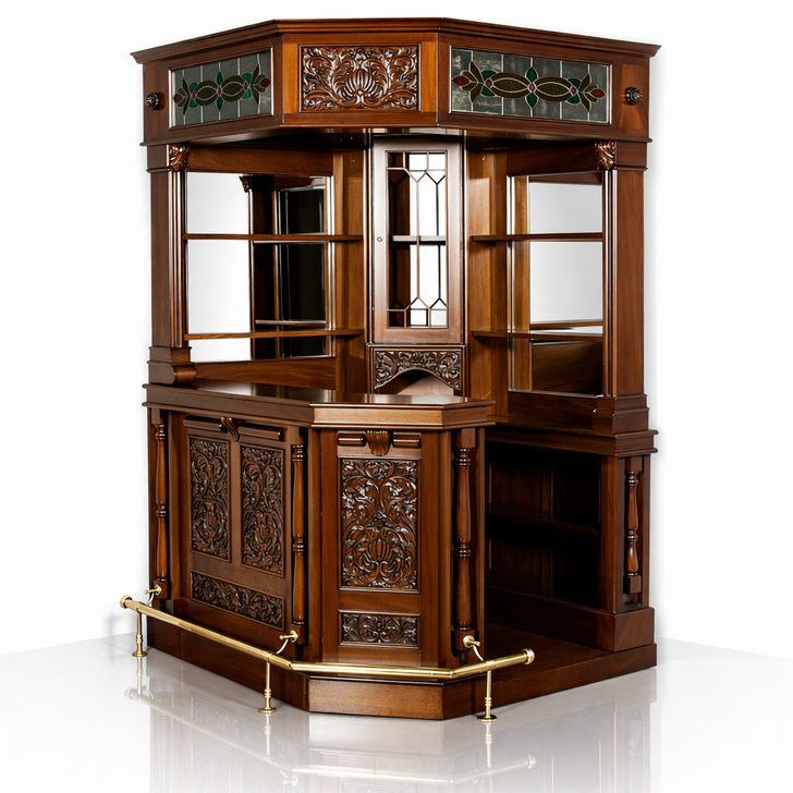 6.5ft Home Canopy Corner Bar w/ Stained Glass