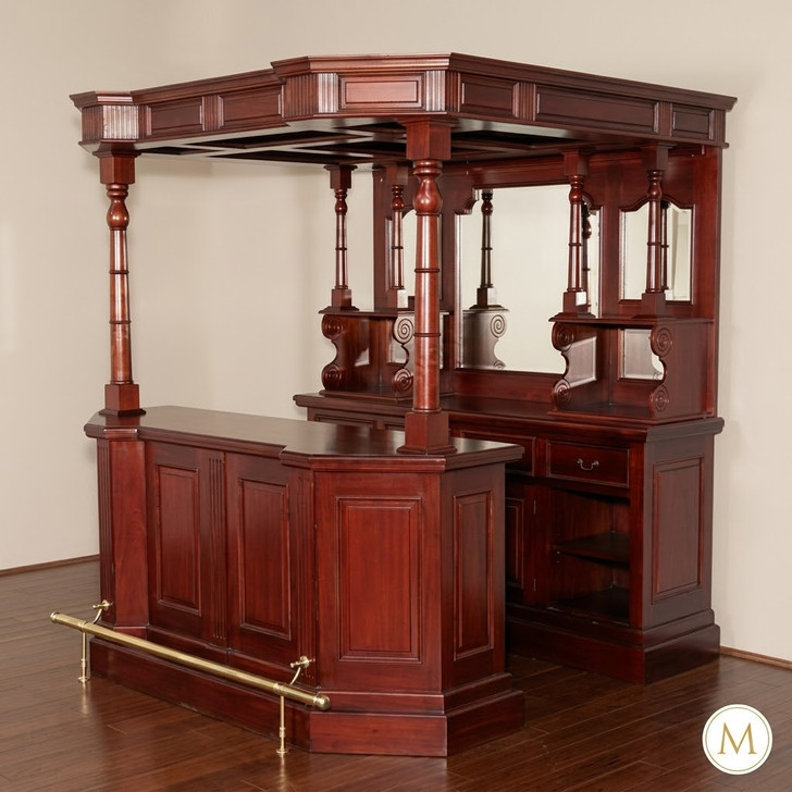 6.5ft Dark Cherry English Canopy Home Pub Bar