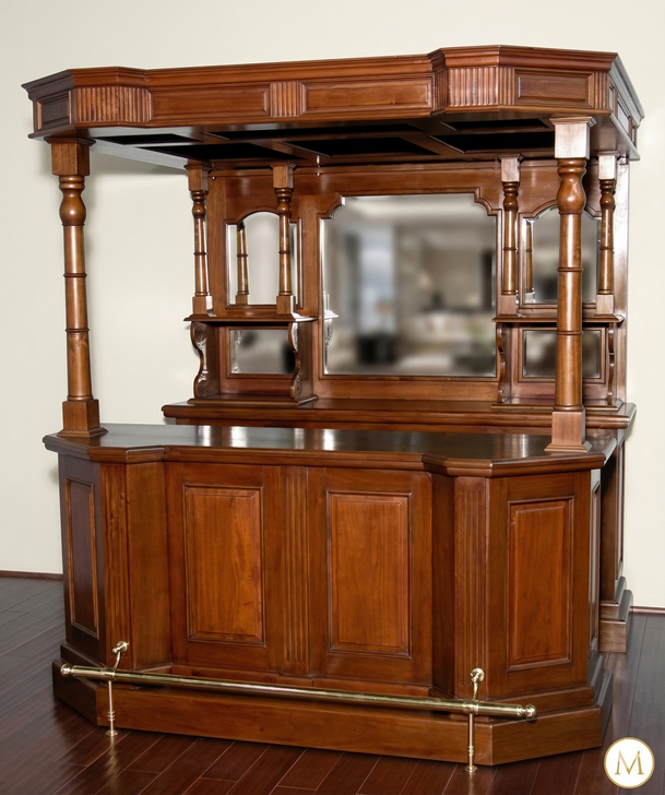 6.5ft Solid Mahogany English Canopy Bar