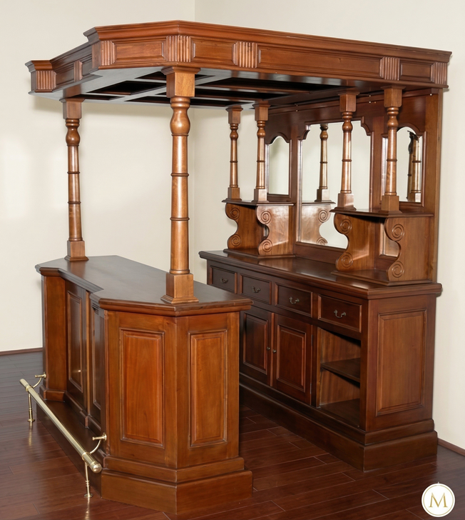 6.5ft Solid Mahogany English Canopy Bar