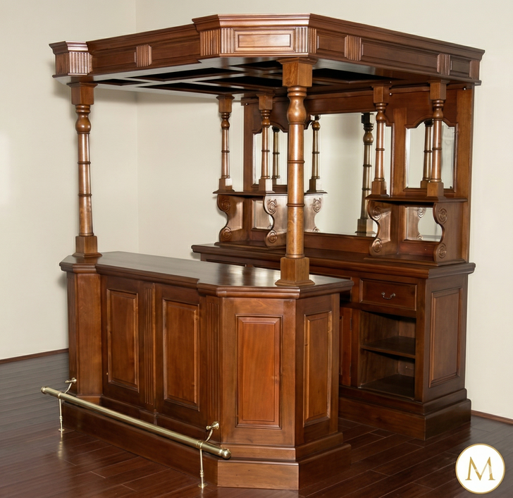 6.5ft Solid Mahogany English Canopy Bar