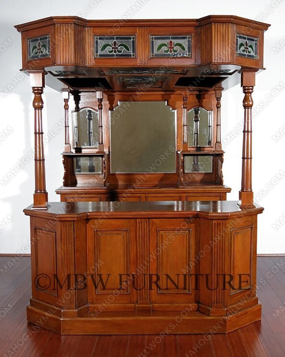 6.5ft Mahogany Stained Glass Canopy Bar