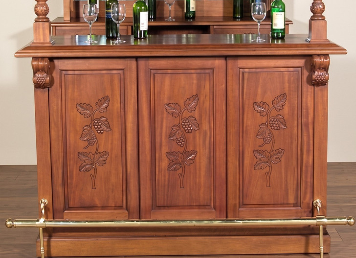 6ft Mahogany Home Pub Bar w/ Brass Rails