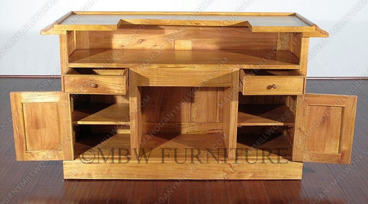 6ft Oak Home Bar Front w/ Brass Rail