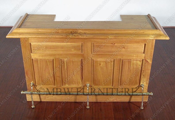 6ft Oak Home Bar Front w/ Brass Rail