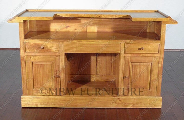 6ft Oak Home Bar Front w/ Brass Rail