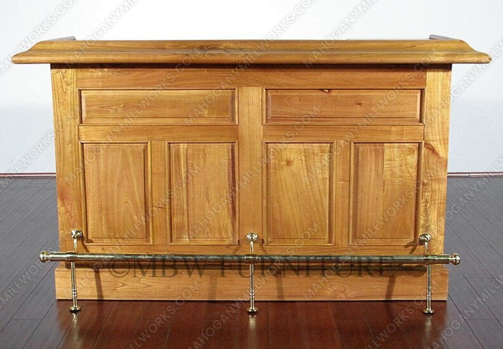 6ft Oak Home Bar Front w/ Brass Rail