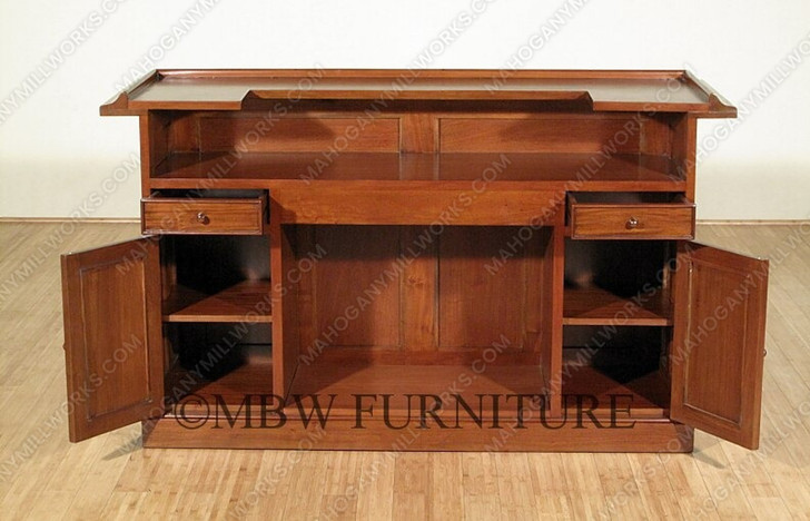 6ft Mahogany Home Pub Bar w/ Hanging Mirror Rack