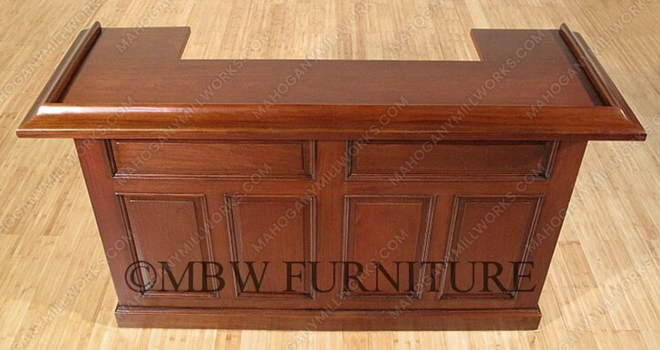 6ft Mahogany Home Bar Front w/ Brass Rails