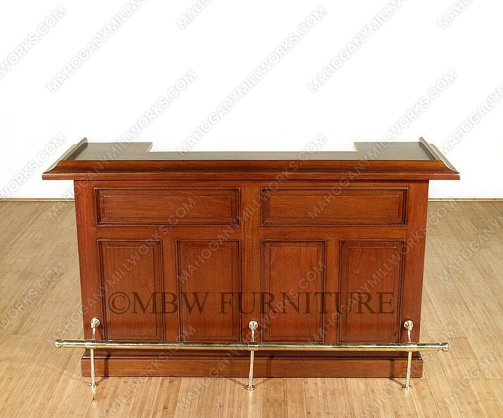 6ft Light Walnut Home Pub Bar w/ Brass Foot Rail
