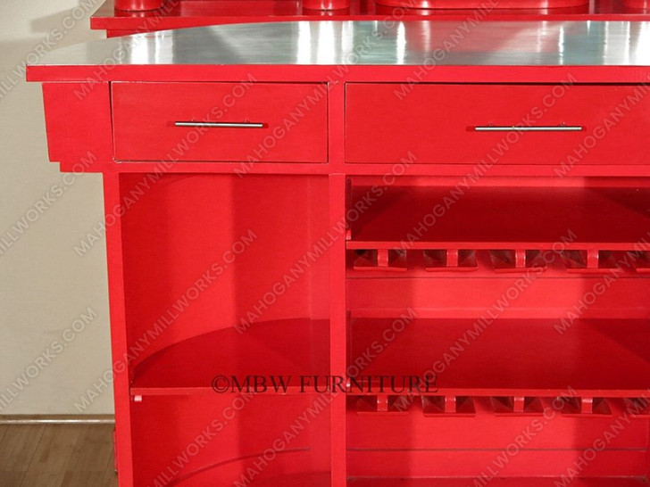 6ft Red/Silver Retro Home Bar