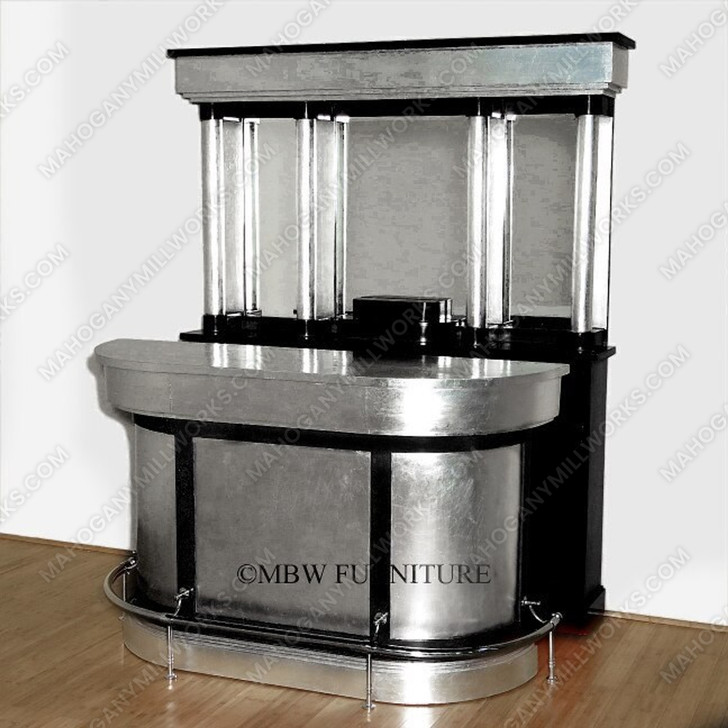 6ft Retro Silver/Red Home Pub Bar