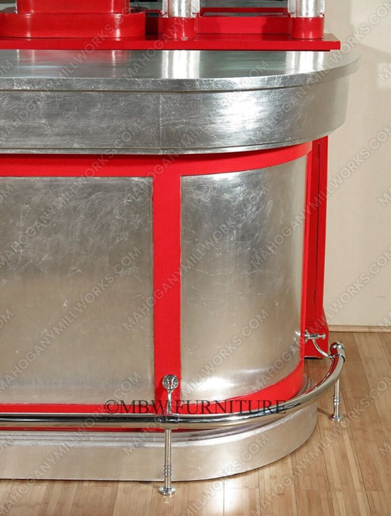6ft Red/Silver Retro Home Bar