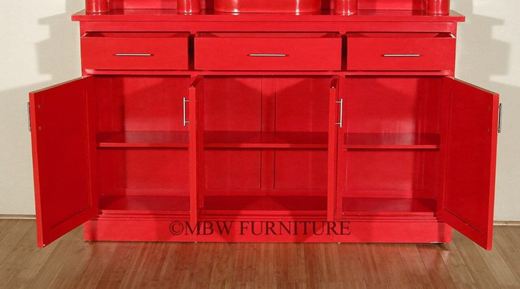6ft Red/Silver Painted Retro Home Bar