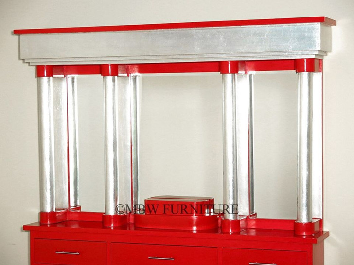 6ft Red/Silver Painted Retro Home Bar