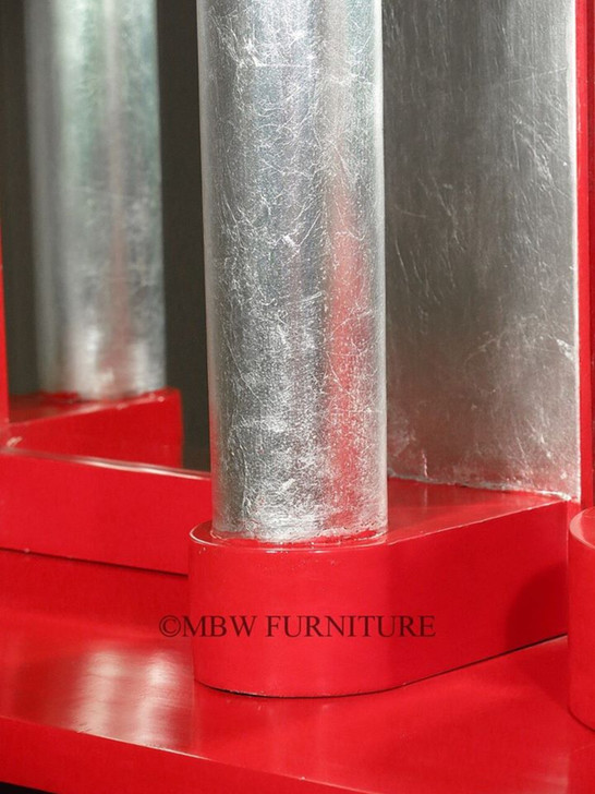 6ft Red/Silver Painted Retro Home Bar