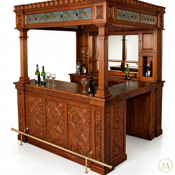 7ft Mahogany Carved Canopy Home Pub Bar