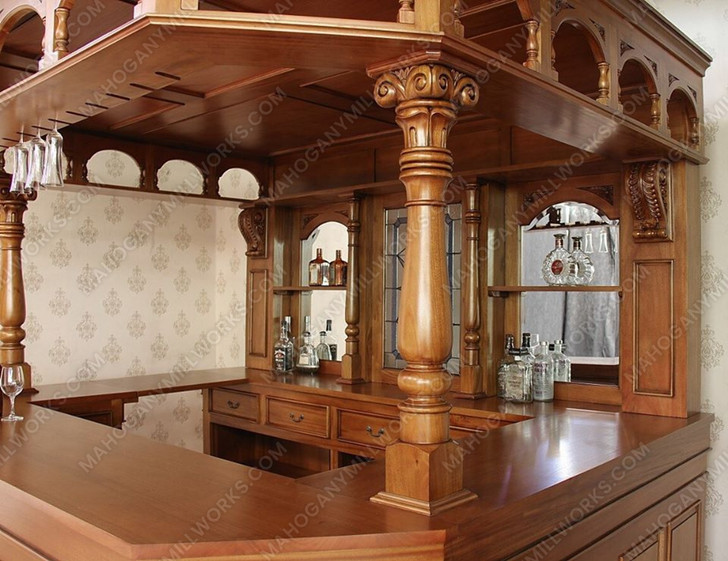 8.5ft Light Mahogany Canopy Pub Bar Set