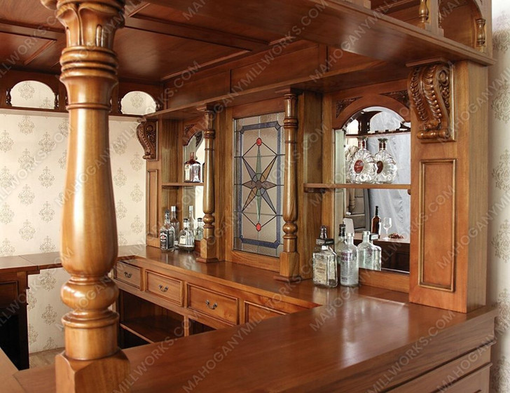 8.5ft Light Mahogany Canopy Pub Bar Set