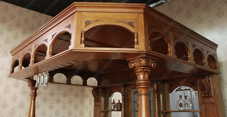 8.5ft Light Mahogany Canopy Pub Bar Set
