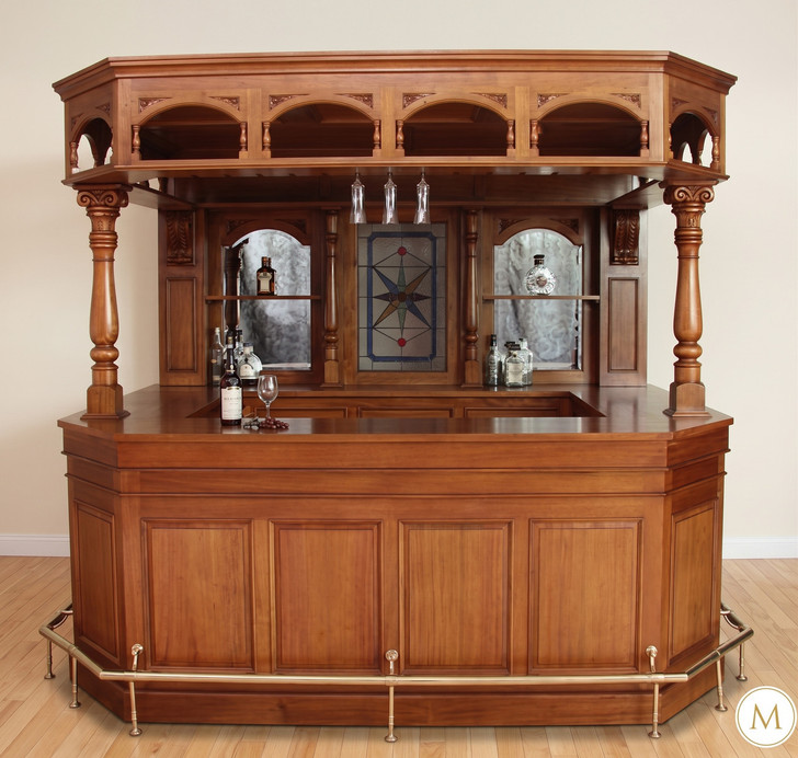 8.5ft Light Mahogany Canopy Pub Bar Set