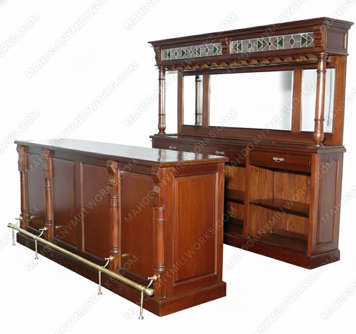The Diplomat 8.5ft Mahogany Stained Glass Pub Bar