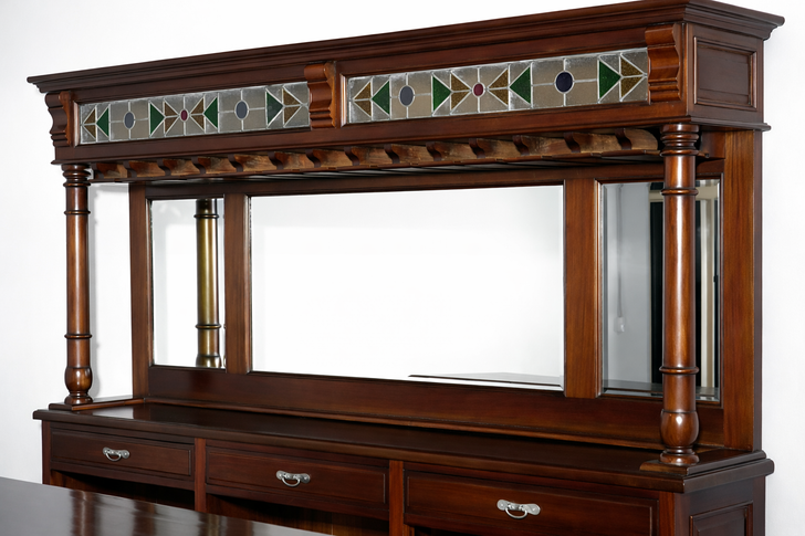 8.5ft Mahogany Stained Glass Pub Bar