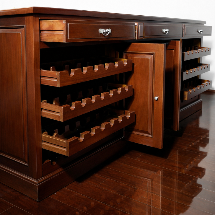 8.5ft Mahogany Stained Glass Pub Bar