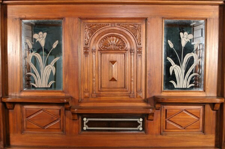 London Canopy Pub Bar Set w leaded Stained Glass Doors
