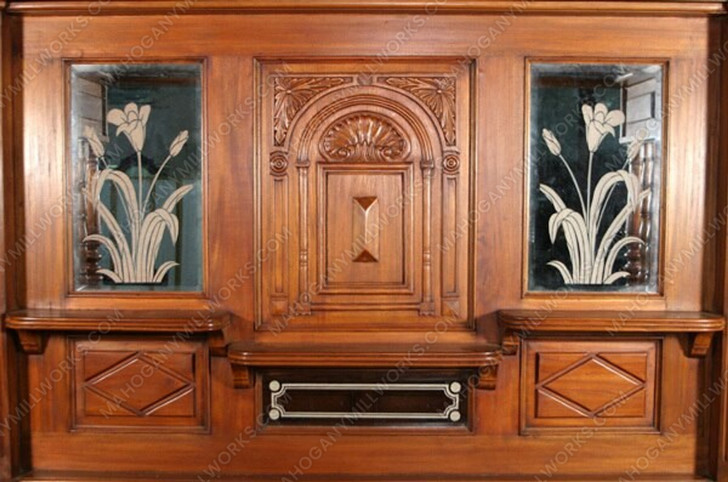 London Canopy Pub Bar Set w leaded Stained Glass Doors