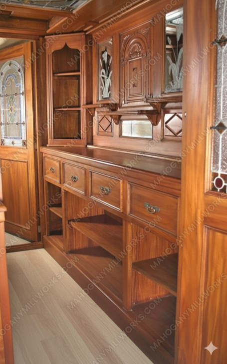 London Canopy Pub Bar Set w leaded Stained Glass Doors