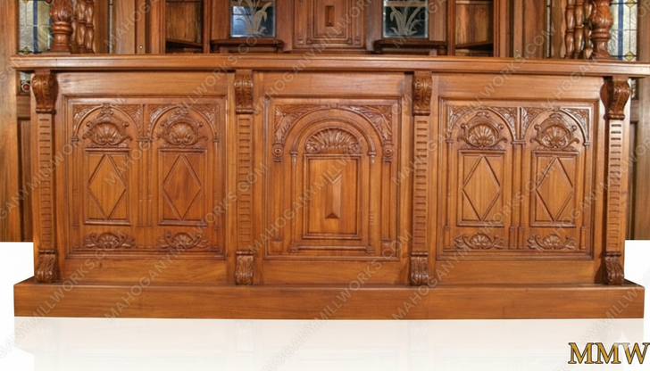 London Canopy Pub Bar Set w leaded Stained Glass Doors