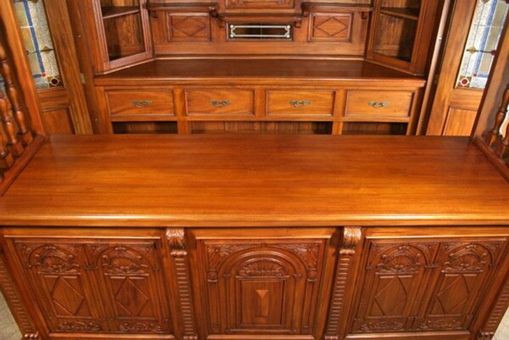 8.5ft Victorian Canopy Pub Bar w/ Stained Glass Doors