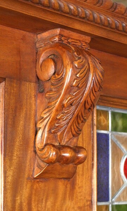 8.5ft Victorian Canopy Pub Bar w/ Stained Glass Doors